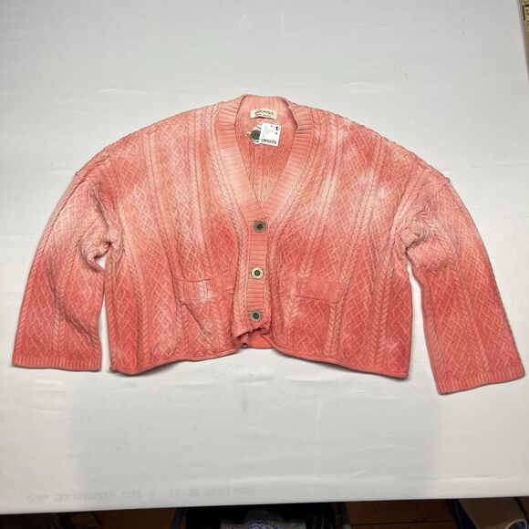 Free People Washed Ashore Red Chunky Knit Cardigan - Picture 5 of 10